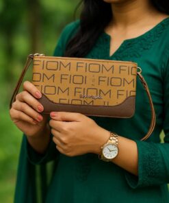 F-Print Camel Coffee Zip Wallet